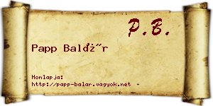 Papp Balár névjegykártya