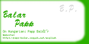 balar papp business card